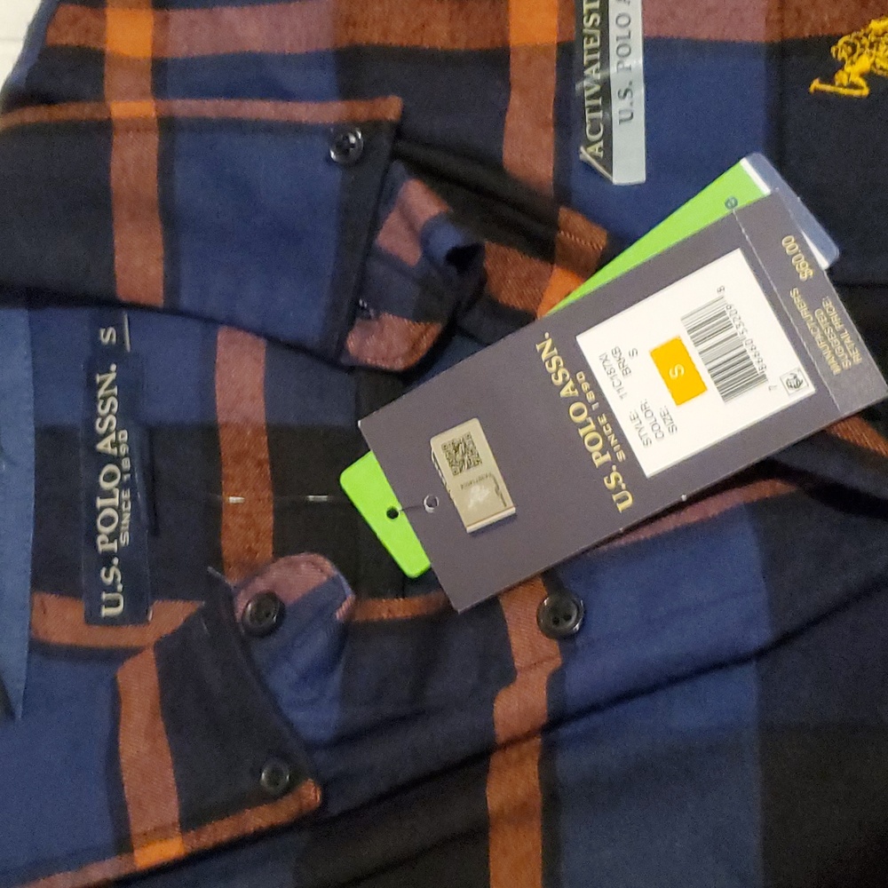 U.S. Polo Assn. Flannel Long Sleeve Button Down Shirt Mens Small Fall Colors NWT - Picture 4 of 7